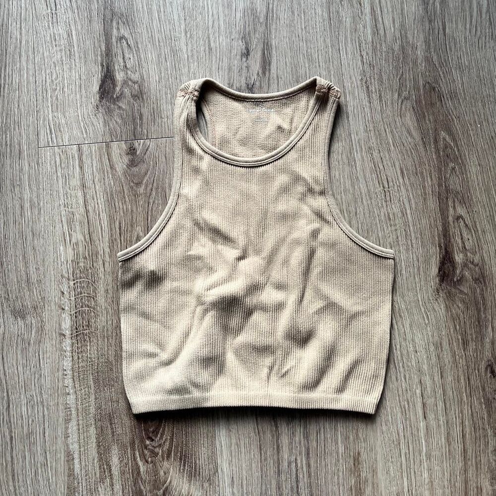Women's Cream Love Tree ribbed tank crop top Size L